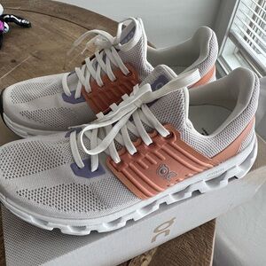 On Running Women's Sneakers in White, Coral, and Lavender
